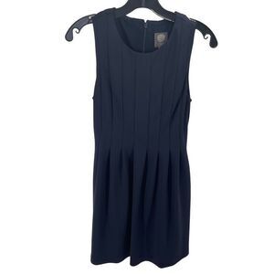 Vince Camuto Women's Fit and Flare Pleated Mini Dress Size 4 navy blue